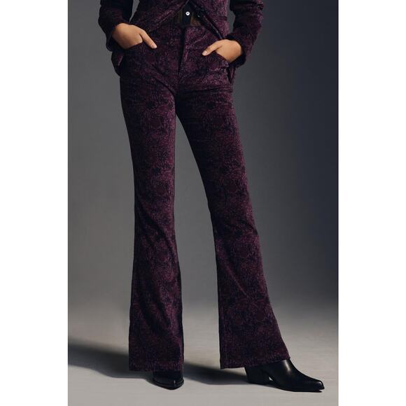 Anthropologie x Paige Lou Lou Velvet High-Rise Flare Pants Size 30"x34" - Picture 3 of 12